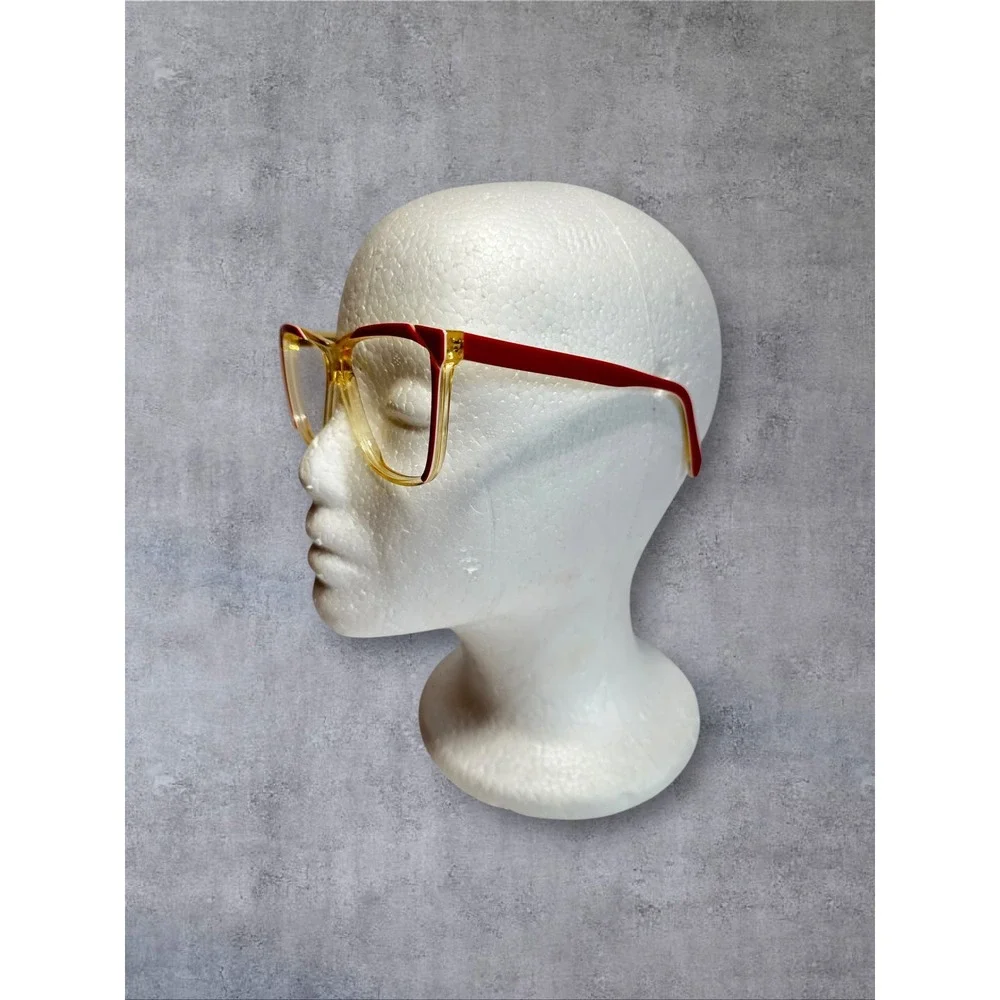 Fabrege Eyeglass FRAMES ONLY Women Red Clear Yellow Vintage Square 41